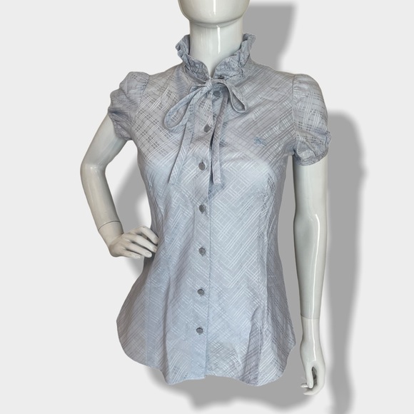 Authentic Burberry Blue Check Ruffle Top - Picture 4 of 16
